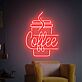 Kaffeebecher mit Dampf LED Neonschild für Café und Küche