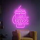 Kaffeebecher mit Dampf LED Neonschild für Café und Küche