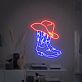 Cowboyhut und Cowboystiefel LED-Neonschild für Wohnzimmer Bar