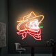 Totenkopf mit Cowboyhut und Halstuch LED-Neonschild für Bar Club