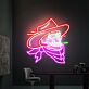 Totenkopf mit Cowboyhut und Halstuch LED-Neonschild für Bar Club