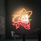 Totenkopf mit Cowboyhut und Halstuch LED-Neonschild für Bar Club