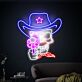 Cowboy Totenkopf mit Revolver LED-Neonschild für Bar und Gaming Room