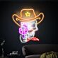 Cowboy Totenkopf mit Revolver LED-Neonschild für Bar und Gaming Room