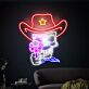 Cowboy Totenkopf mit Revolver LED-Neonschild für Bar und Gaming Room