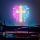 Kreuz mit Engelsflügeln LED-Neonschild Wohnzimmer Studio