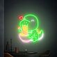 Dinosaur mit Nudelschüssel LED-Neonschild für Restaurant Küche