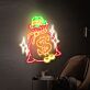 Geldsack mit Münzen und Geldscheinen LED-Neonschild für Büro und Geschäft