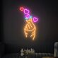 Bring Romance to Your Space: Finger Heart Neon Sign for Lively Home Ambiance, Cozy Bars, and Memorable Weddings.
