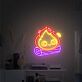 niedliche Flamme auf Holzscheit LED-Neonschild Wohnzimmer Kinderzimmer