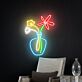 Vase mit drei Blumen LED-Neonschild