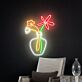 Vase mit drei Blumen LED-Neonschild