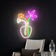 Vase mit drei Blumen LED-Neonschild