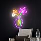Vase mit drei Blumen LED-Neonschild