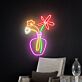 Vase mit drei Blumen LED-Neonschild