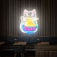 Glückskatze mit Ramen-Schüssel LED Neonschild für Restaurant und Bar