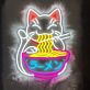 Glückskatze mit Ramen-Schüssel LED Neonschild für Restaurant und Bar