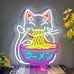Glückskatze mit Ramen-Schüssel LED Neonschild für Restaurant und Bar