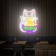Glückskatze mit Ramen-Schüssel LED Neonschild für Restaurant und Bar