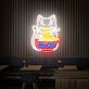 Glückskatze mit Ramen-Schüssel LED Neonschild für Restaurant und Bar