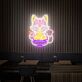 Katze mit Nudelschüssel LED-Neonschild für Restaurant oder Café