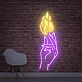 Hand mit Flamme LED-Neonschild für Wohnzimmer oder Bar