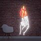 Hand mit Flamme LED-Neonschild für Wohnzimmer oder Bar