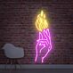 Hand mit Flamme LED-Neonschild für Wohnzimmer oder Bar