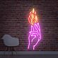 Hand mit Flamme LED-Neonschild für Wohnzimmer oder Bar