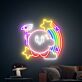 Rosa Spielfigur mit Regenbogen und Sternen LED-Neonschild für Kinderzimmer Gamingraum