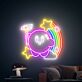 Rosa Spielfigur mit Regenbogen und Sternen LED-Neonschild für Kinderzimmer Gamingraum
