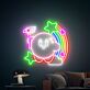 Rosa Spielfigur mit Regenbogen und Sternen LED-Neonschild für Kinderzimmer Gamingraum