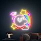 Rosa Spielfigur mit Regenbogen und Sternen LED-Neonschild für Kinderzimmer Gamingraum