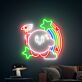 Rosa Spielfigur mit Regenbogen und Sternen LED-Neonschild für Kinderzimmer Gamingraum