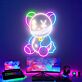 Teddybär mit Dollar- und Yen-Symbolen LED-Neonschild Gaming Zimmer