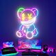 Teddybär mit Dollar- und Yen-Symbolen LED-Neonschild Gaming Zimmer