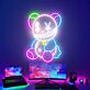 Teddybär mit Dollar- und Yen-Symbolen LED-Neonschild Gaming Zimmer