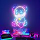 Teddybär mit Dollar- und Yen-Symbolen LED-Neonschild Gaming Zimmer