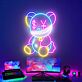 Teddybär mit Dollar- und Yen-Symbolen LED-Neonschild Gaming Zimmer