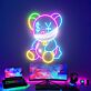 Teddybär mit Dollar- und Yen-Symbolen LED-Neonschild Gaming Zimmer