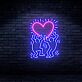 tanzende Figuren mit Herz LED-Neonschild Wohnzimmer Bar