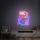 Videospielfigur mit Planet und Sternen LED-Neonschild Wohnzimmer Gamingzimmer