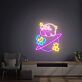 Videospielfigur mit Planet und Sternen LED-Neonschild Wohnzimmer Gamingzimmer