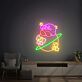 Videospielfigur mit Planet und Sternen LED-Neonschild Wohnzimmer Gamingzimmer