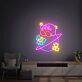 Videospielfigur mit Planet und Sternen LED-Neonschild Wohnzimmer Gamingzimmer