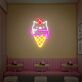 Eiswaffel mit Katzenkopf und Kirsche LED-Neonschild für Café Eisdiele