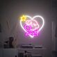 Herz mit Stern und Spielfigur LED Neonschild für Gaming und Wohnzimmer