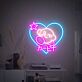 Herz mit Stern und Spielfigur LED Neonschild für Gaming und Wohnzimmer