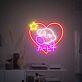 Herz mit Stern und Spielfigur LED Neonschild für Gaming und Wohnzimmer