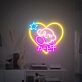 Herz mit Stern und Spielfigur LED Neonschild für Gaming und Wohnzimmer